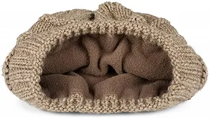 В'язана зимова шапка з блискітками styleBREAKER, з отвором для хвостика та теплою флісовою підкладкою synthetic.ua - Фото 1