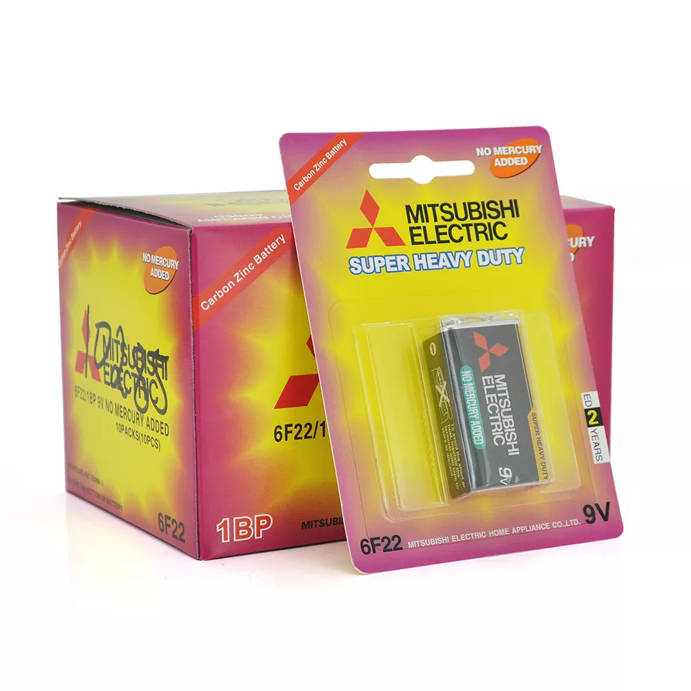 Батарея Super Heavy Duty MITSUBISHI 9V 1pc/card, 10pcs/inner box 270pcs/ctn, фото №1