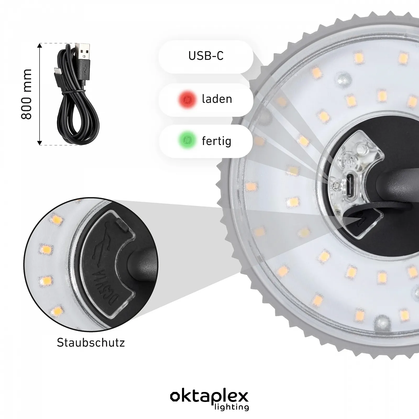 Настільні лампи комплект 2 шт Oktaplex Vero LED 200 лм IP54 акумуляторні 37 см Антрацит, фото №4