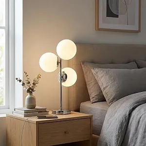 Настільна лампа B·LED BARCELONA LED ROM з трьома кулями з опалового скла Ø15 см E27 Хром synthetic.ua - Фото 1