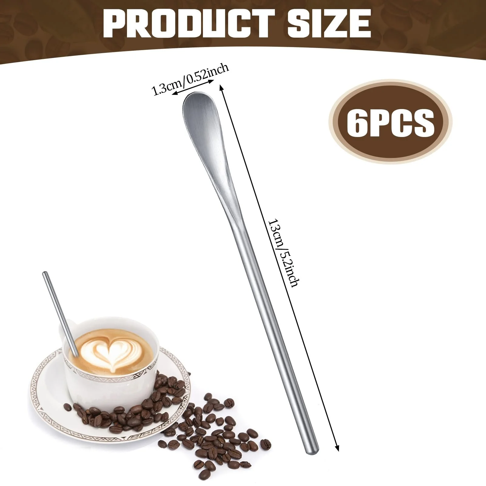 Набір з 6 маленьких ложок для кави з нержавіючої сталі, фото №2
