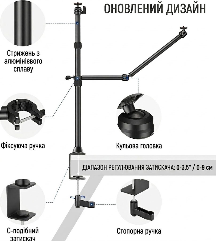 Комплект-підставка для камери NEEWER TL253A+CR221+A163 Чорний, фото №4