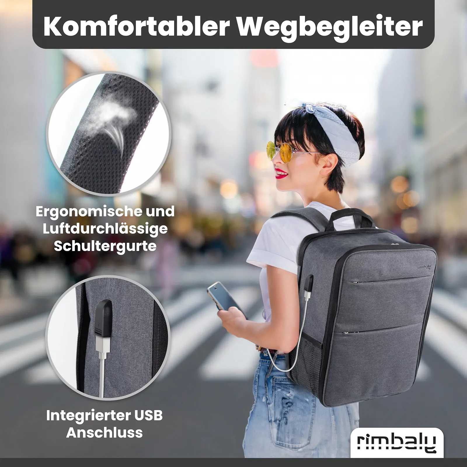Рюкзак для ноутбука Water Resistant Shockproof USB Port Expandable Anthracite, фото №4 Рюкзак для ноутбука Water Resistant Shockproof USB Port Expandable Anthracite, фото №4