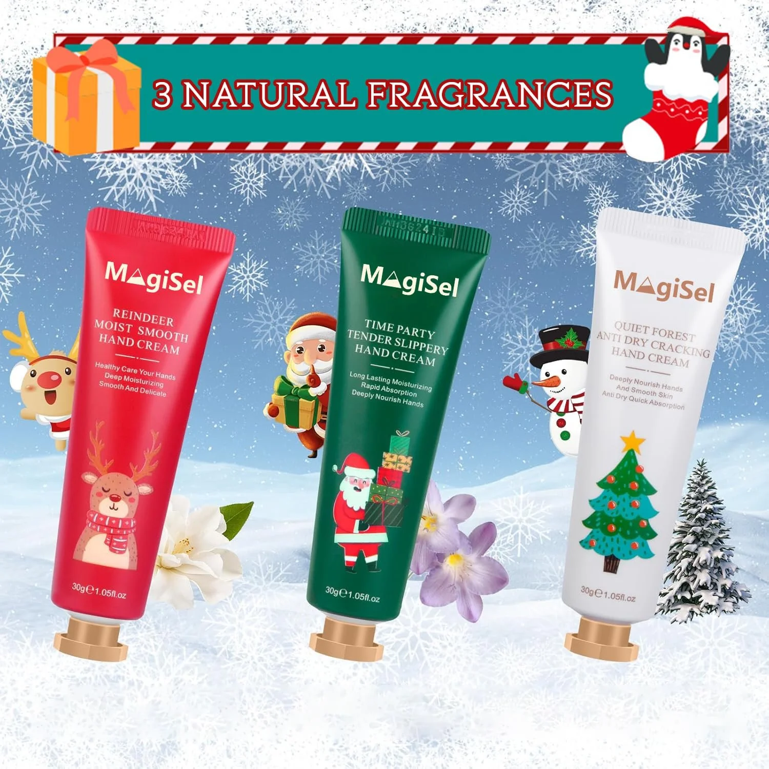 Набір міні-кремів для рук 3 шт, Різдвяний міні-набір кремів для рук для дуже сухої шкіри, фото №3