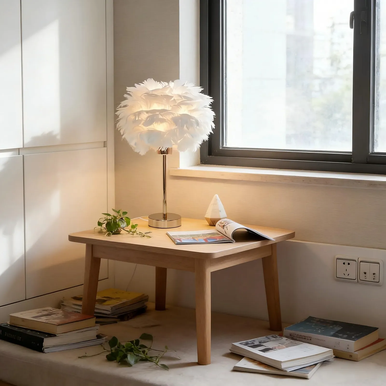 Настольная лампа BTLINK Feather E27 10 Вт 30 см Белая, фото №4