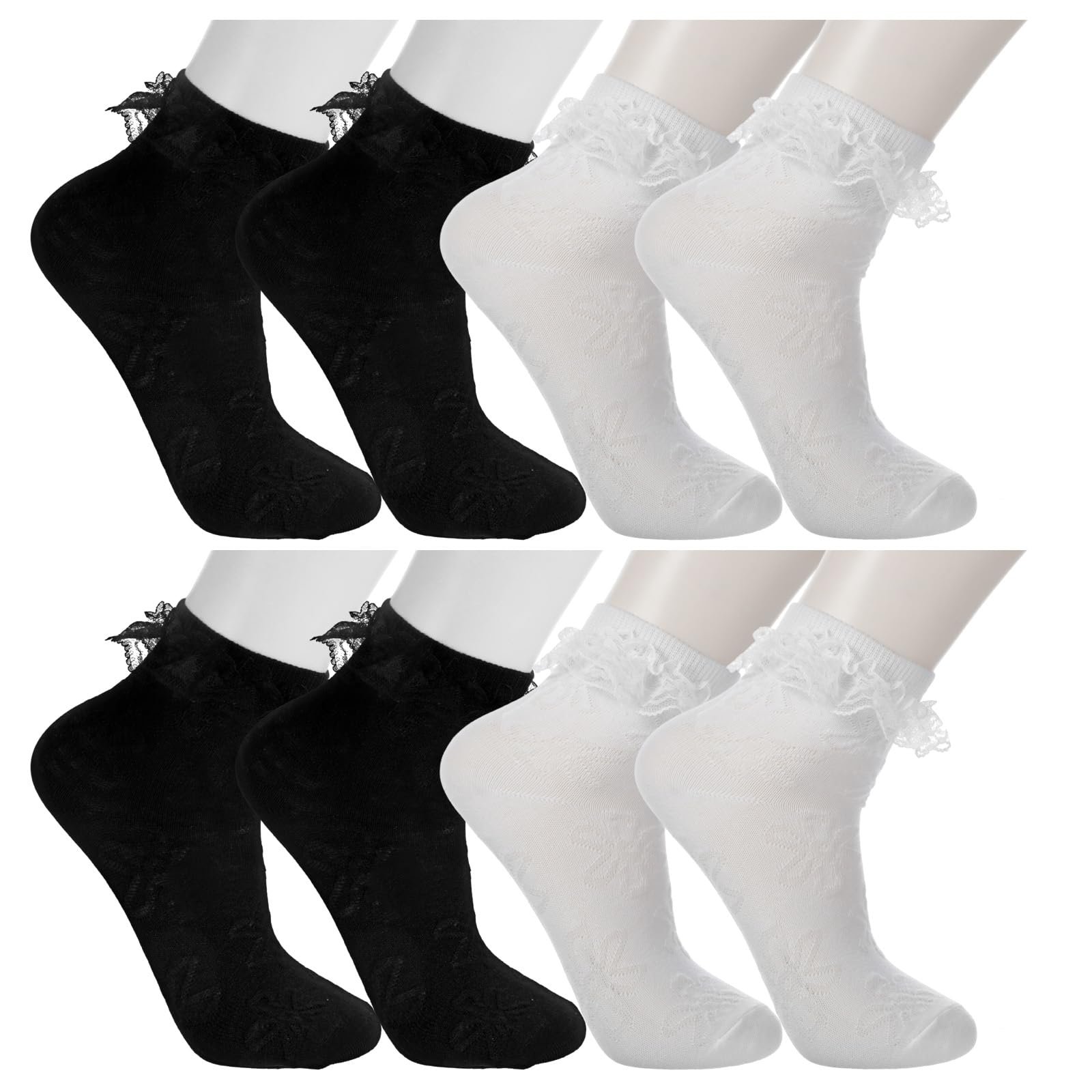 Носки Женские с рюшами, 4 пары, фото №1