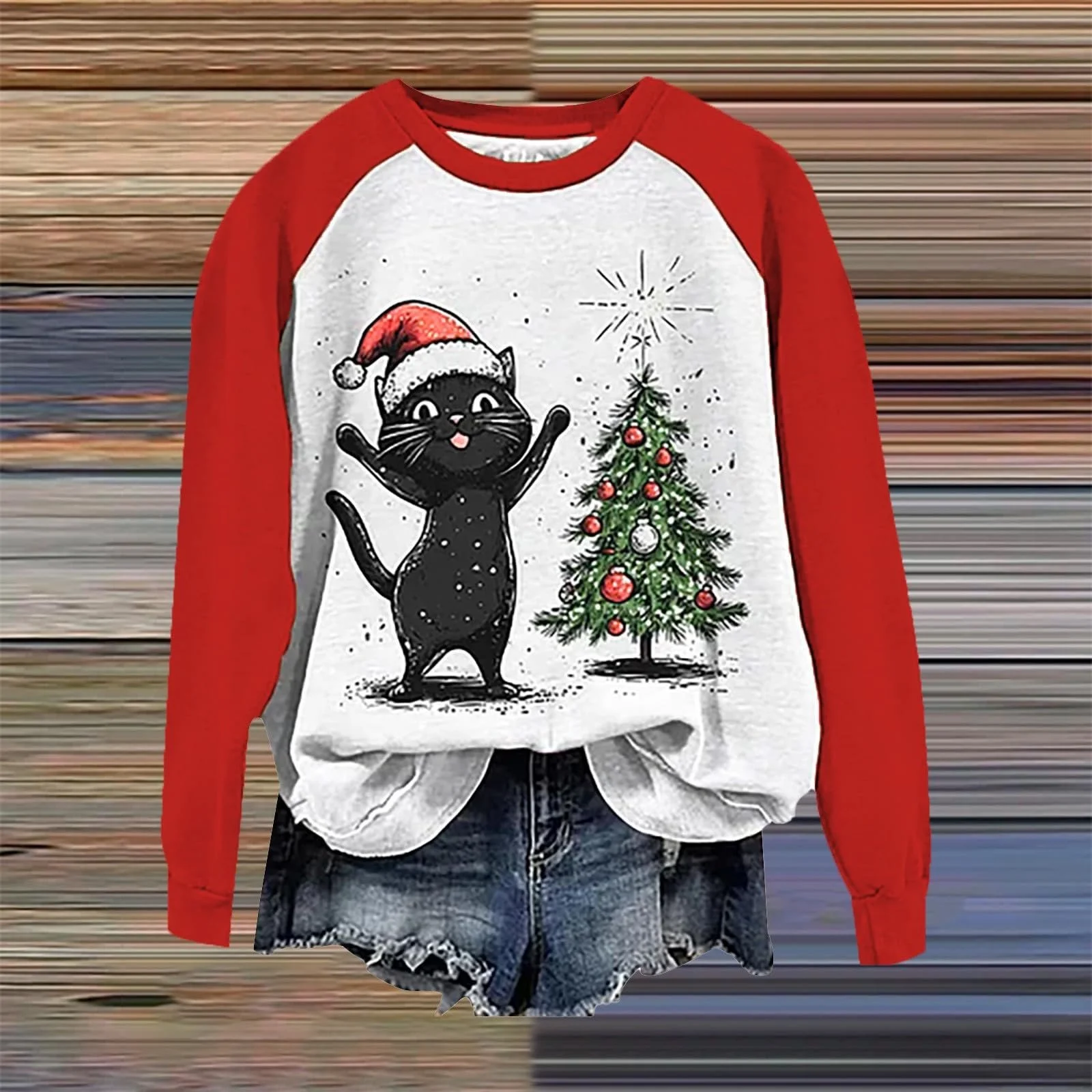 Жіночий Светр з Різдвяним Принтом Cat, фото №2