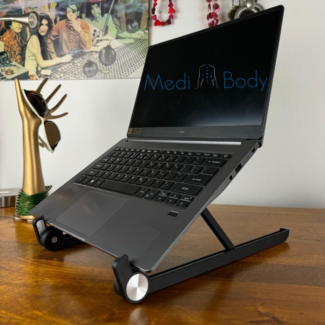 Підставка для ноутбука Регульована по висоті Складна Нековзна Чорна, фото №7 Підставка для ноутбука Регульована по висоті Складна Нековзна Чорна, фото №7