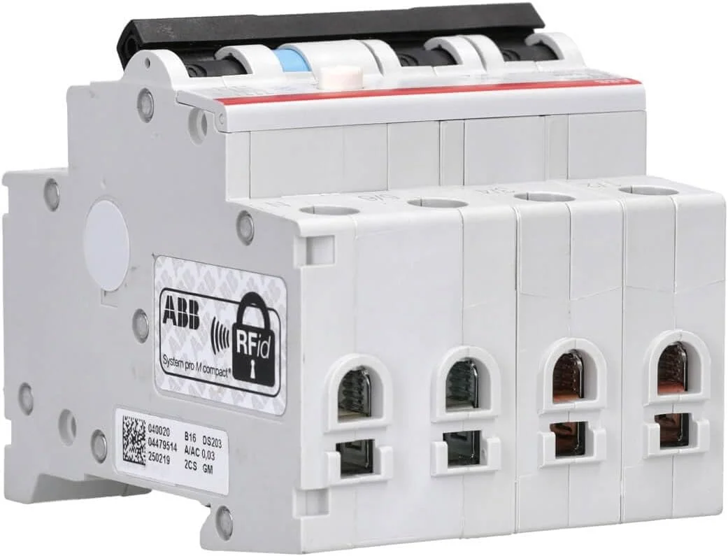 Автоматичний вимикач ABB DS203NC INT DIF MAG / B16 / 6 kA / 3P+N / Type-A / 30 мА / Білий, фото №5 Автоматичний вимикач ABB DS203NC INT DIF MAG / B16 / 6 kA / 3P+N / Type-A / 30 мА / Білий, фото №5