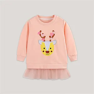 Девочка Толстовка Generisch с рождественским дизайном оленя, мягкий флис, круглый вырез, длинные рукава для спорта и отдыха зимой synthetic.ua - Фото 1