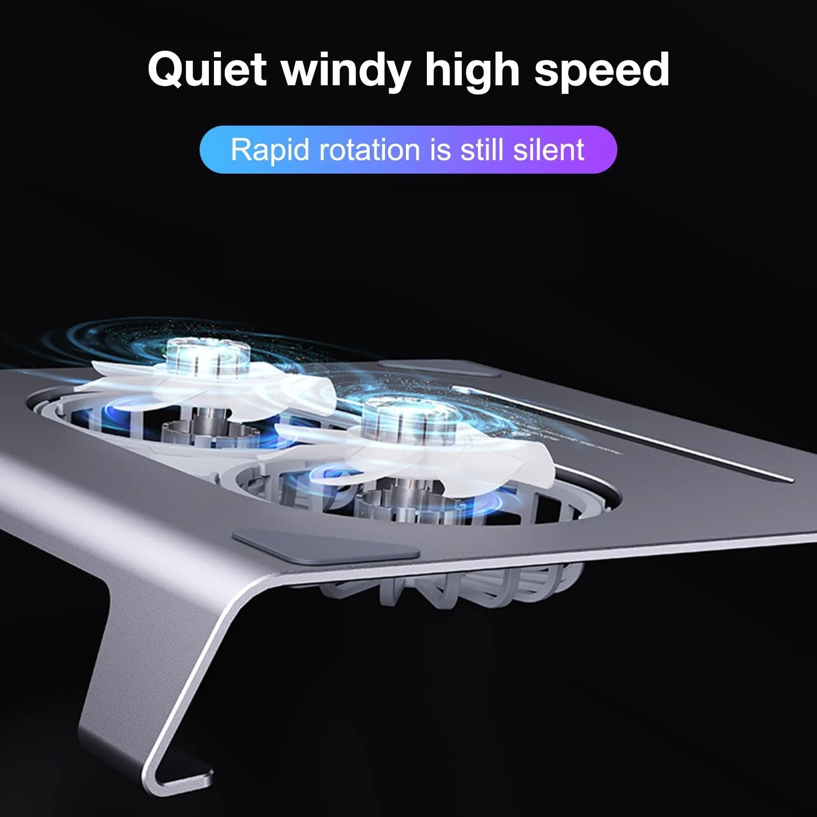 Охладитель для ноутбука Алюминиевый сплав Два вентилятора Разъем Type-C Cерый, фото №7 Охладитель для ноутбука Алюминиевый сплав Два вентилятора Разъем Type-C Cерый, фото №7