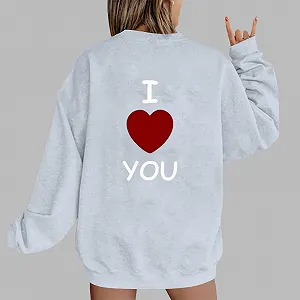 Свитшот Женский I Love You с принтом ко Дню Святого Валентина, повседневный, милый synthetic.ua - Фото 1