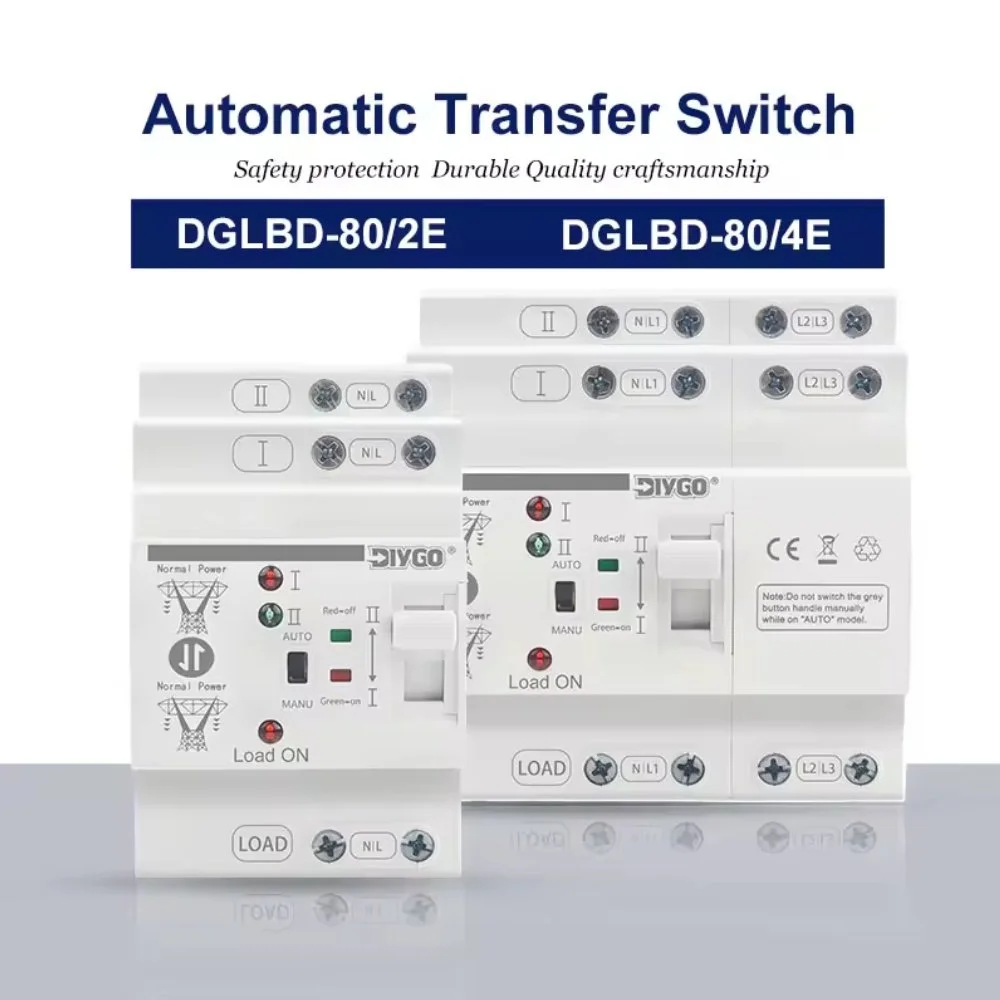 Автомат введення резервного живлення DIYGO DGLBD-80/2E 2P 80A 220V АВР перемикач, фото №6 Автомат введення резервного живлення DIYGO DGLBD-80/2E 2P 80A 220V АВР перемикач, фото №6