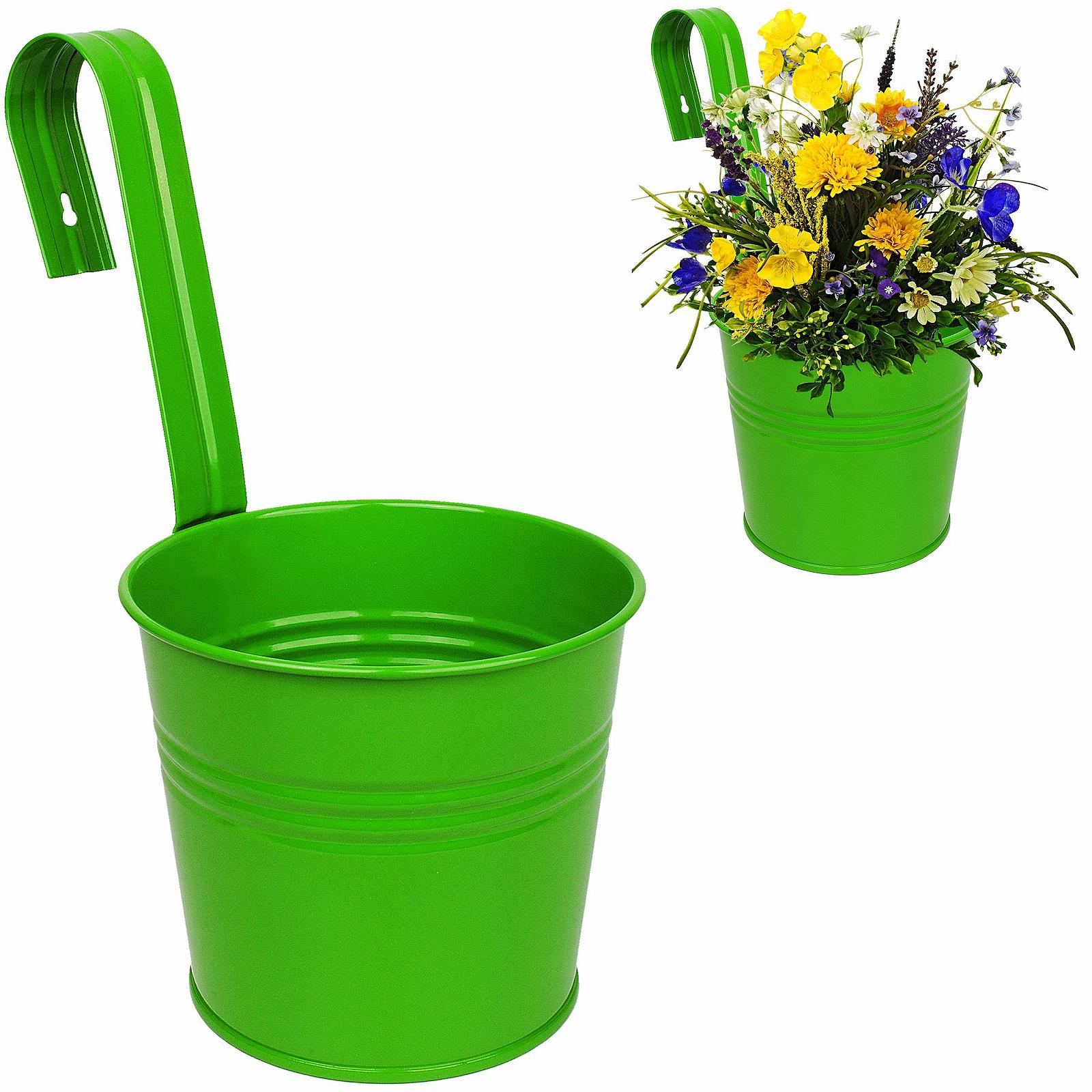 Підвісний квітковий горщик Метал 17 см з гачком та тримачем різнокольоровий мікс, фото №6