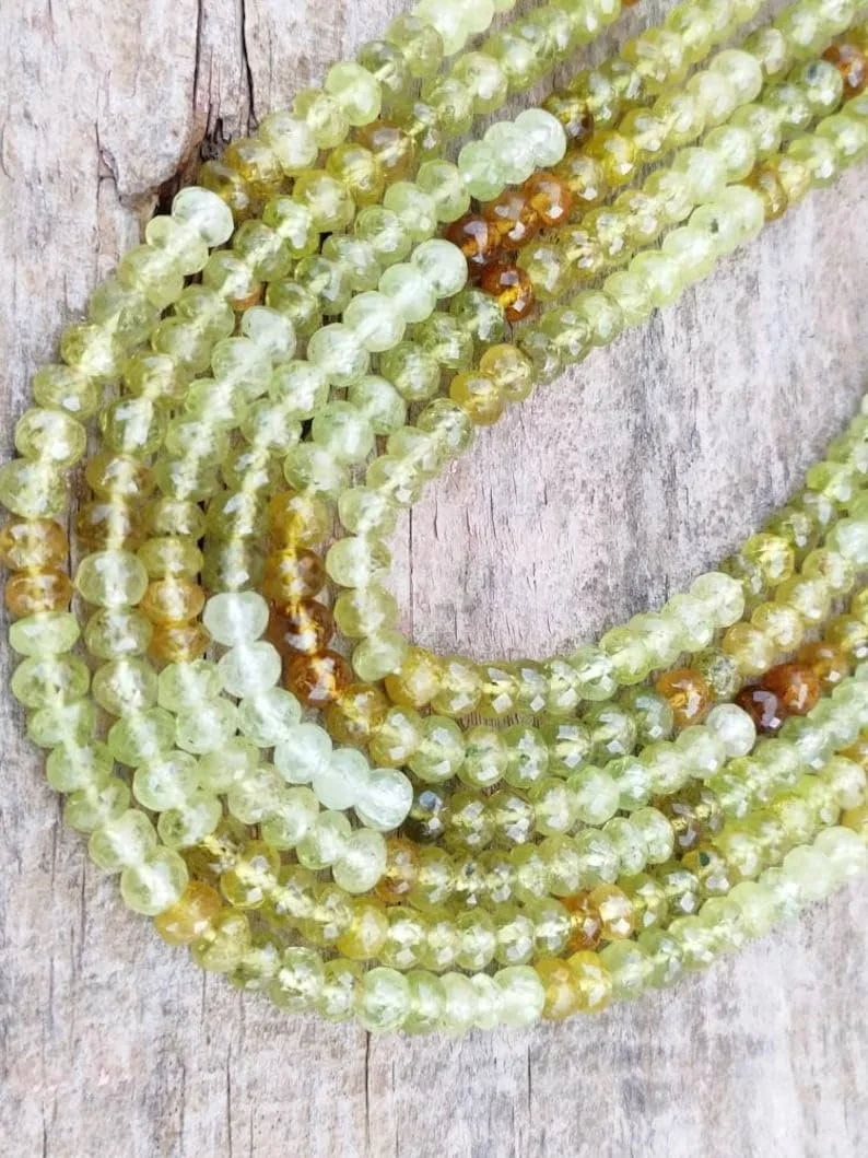 Намистини Гранат Гроссуляр Натуральний Круглий Огранований 5.5-6 мм, нитка довжиною 40.5 см, для різнокольоровий, фото №3