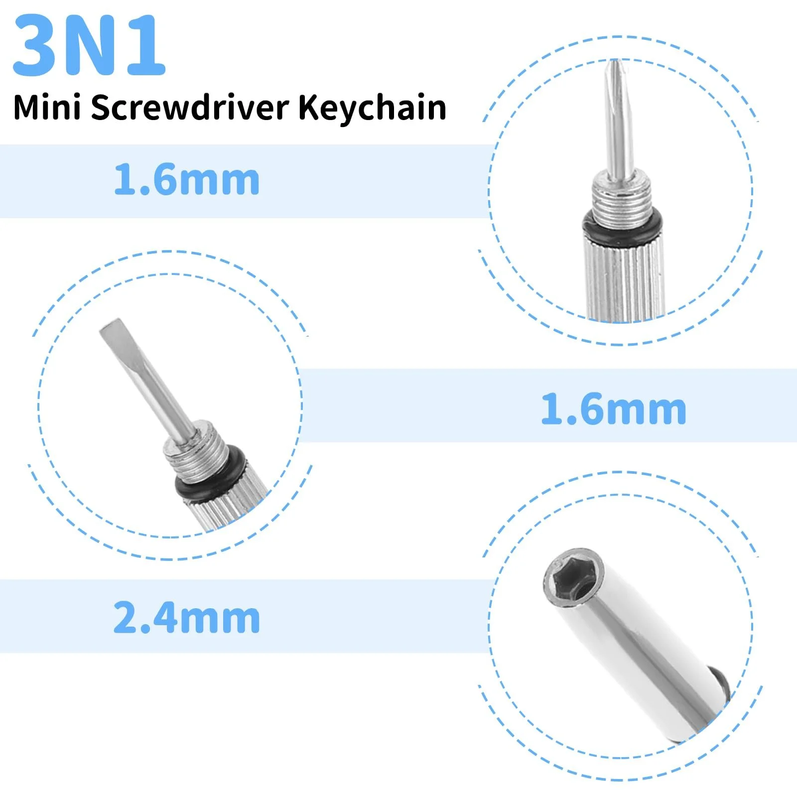 Набір викруток 3 в 1 з нержавіючої сталі 3 предмети Срібний, фото №4