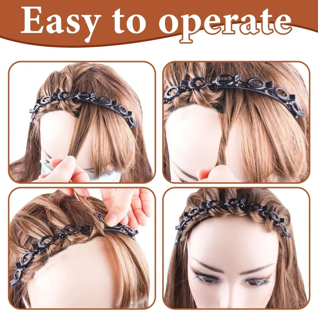 Набір обручів для волосся з кліпсами, 6 шт., фото №4