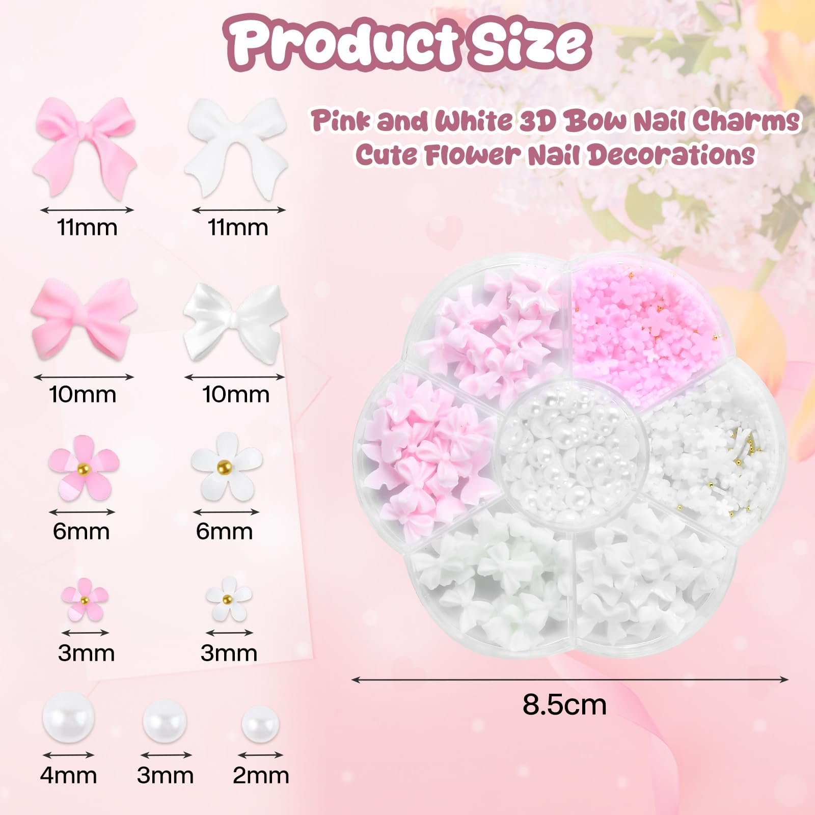 Прикраси для нігтів, Милі бантики Квіти, Акрилові квіткові намистини, фото №2