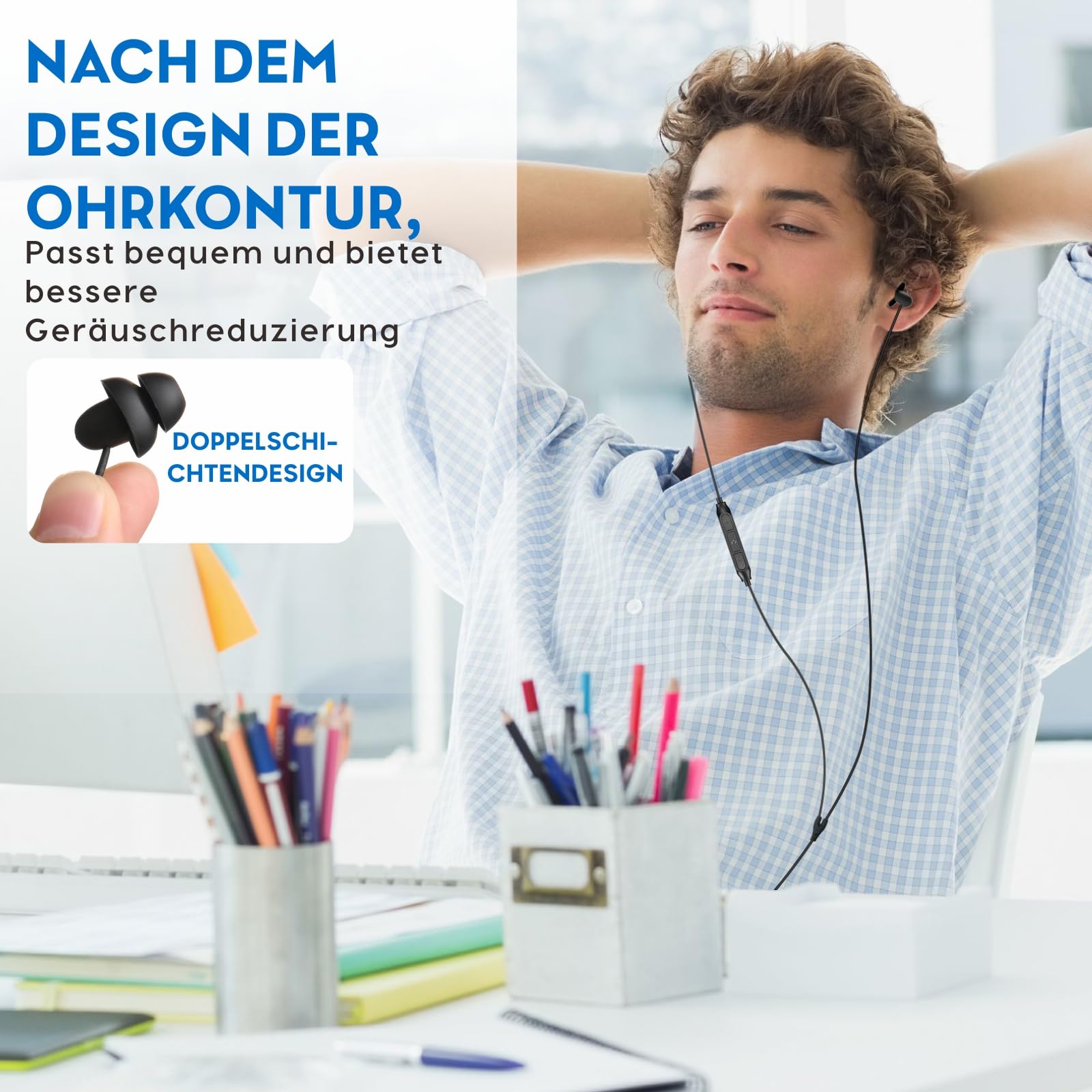 Навушники Hearprotek Sleep Soft Lightweight з мікрофоном і регулюванням гучності 3.5мм, фото №4