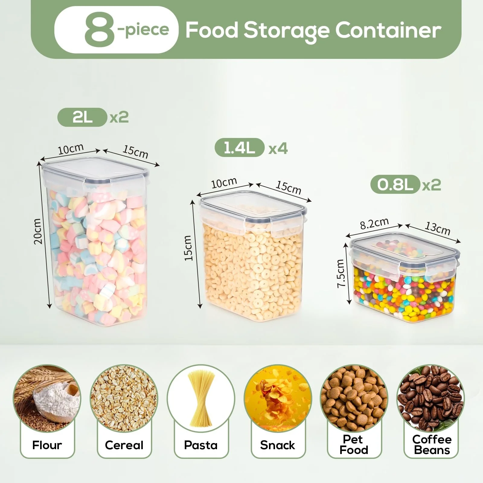 Ємності для зберігання Cozary Набір 8 штук герметичні BPA-Free, фото №2 Ємності для зберігання Cozary Набір 8 штук герметичні BPA-Free, фото №2