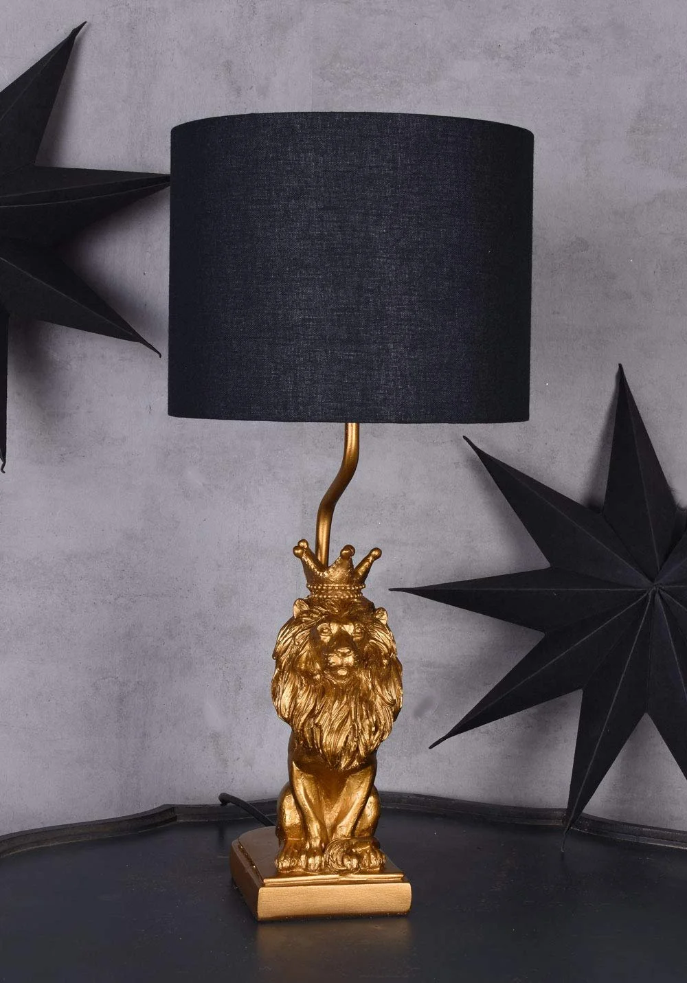 Настольная лампа Palazzo Lion Figure 50 см Черно-золотая, фото №5