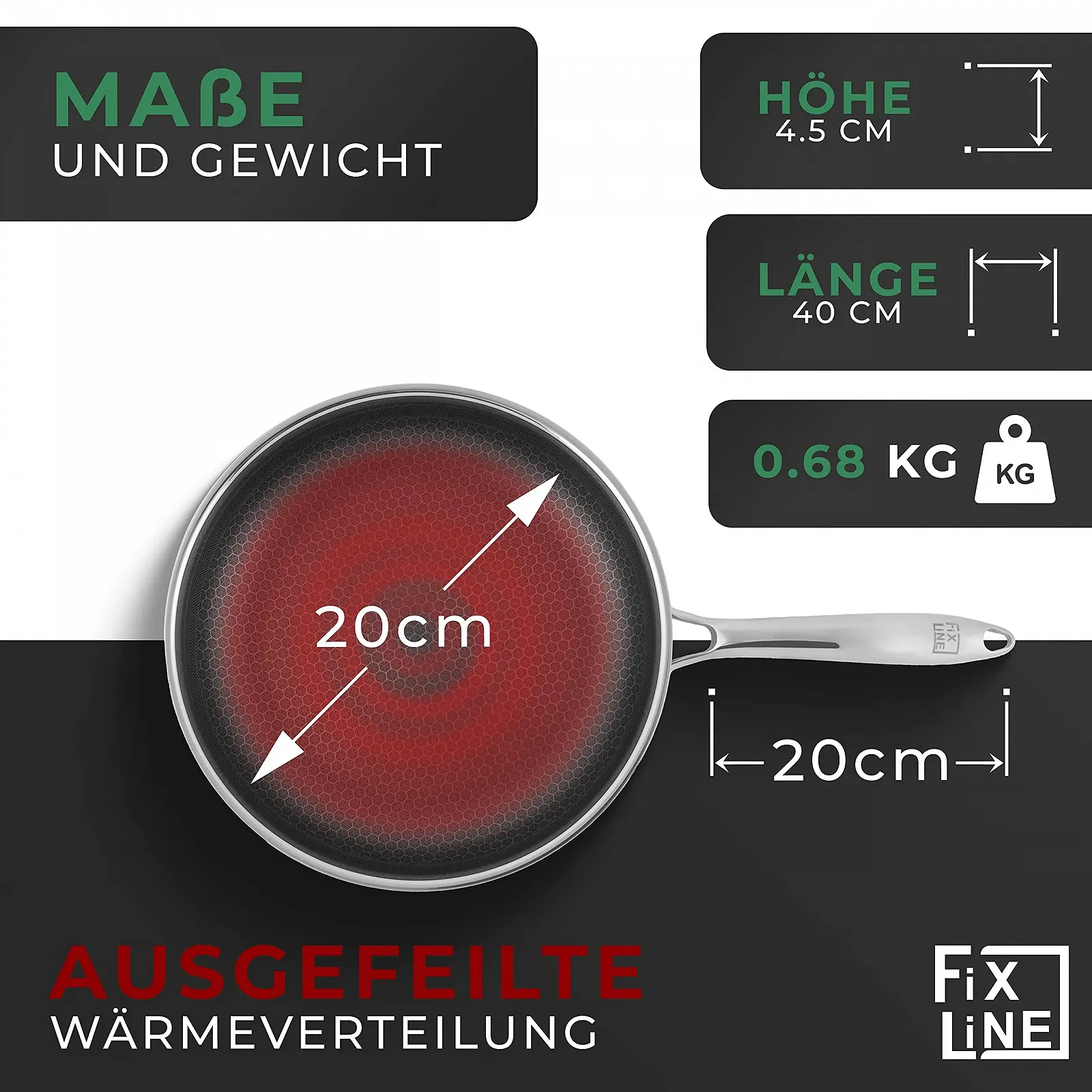 Сковорода FIXLINE Premium Honeycomb Диаметр 20 см, фото №2 Сковорода FIXLINE Premium Honeycomb Диаметр 20 см, фото №2