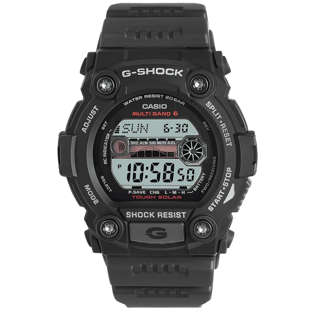 Чоловічий годинник Casio G-Shock GW-7900-1ER Кварцовий з сірим циферблатом цифровий дисплей чорний ремінець з смоли, фото №4
