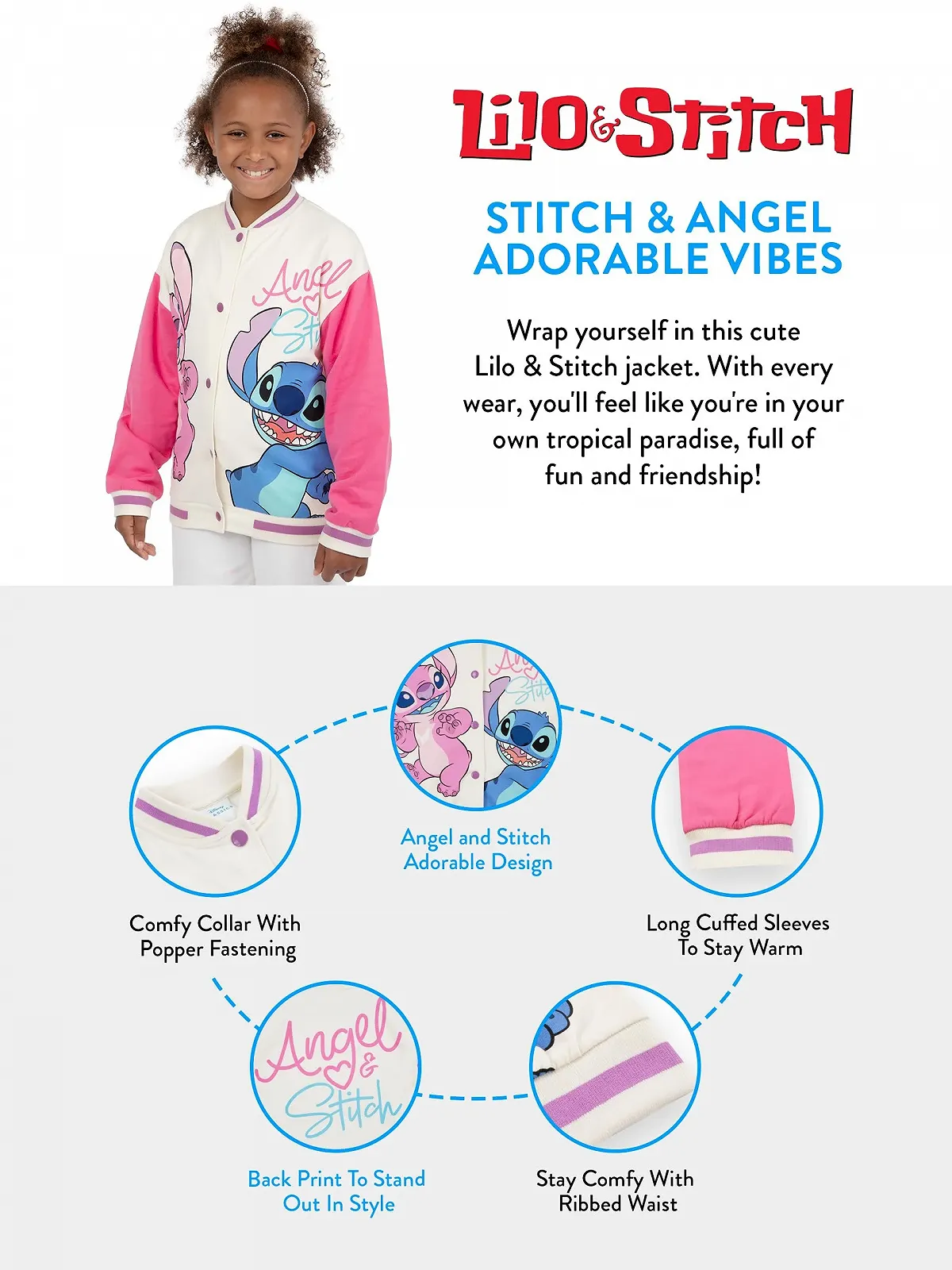 Куртка Disney Lilo and Stitch | Куртка-бомбер Stitch And Angel | Куртка для дівчат, фото №5