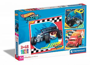 Пазл Clementoni Hotwheels 25313 3 x 48 элементов для детей от 5 лет разноцветный - Фото 1