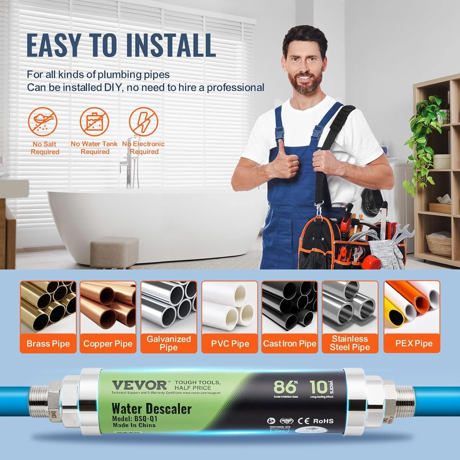 Средство для удаления накипи VEVOR BSQ-Q1 Silver, фото №7