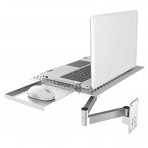 Настенное крепление для ноутбука для офиса, регулируемый держатель для ноутбука с подставкой для мыши, полностью подвижная конструкция, грузоподъемность 8 кг, для эргономичного рабочего места - Фото 1