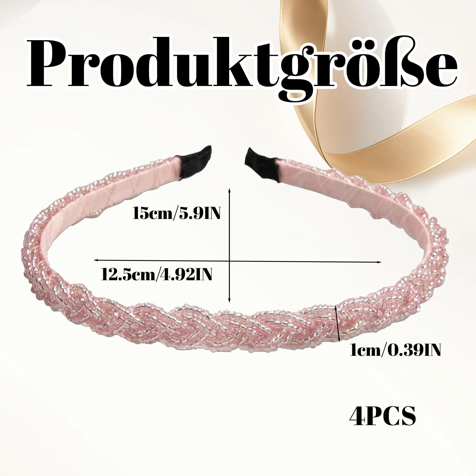 Набір плетених обручів на голову з перлинами, 4 шт., фото №2 Набір плетених обручів на голову з перлинами, 4 шт., фото №2