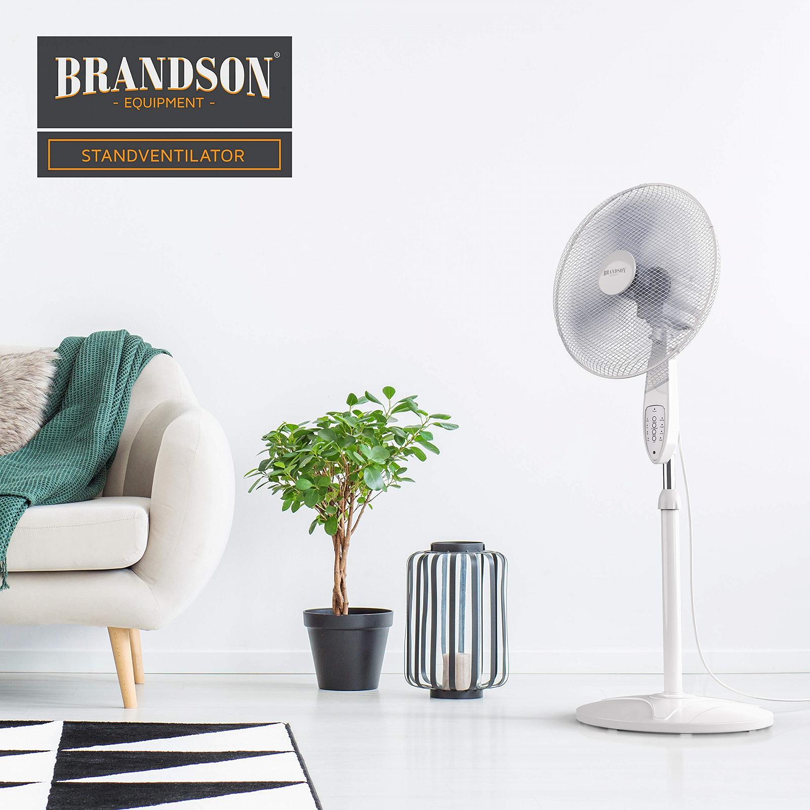 Вентилятор Brandson напольный с пультом дистанционного управления, регулируемая высота, регулируемый угол наклона, 50 Вт, 3 скорости, функция вращения на 80°, белый, фото №7