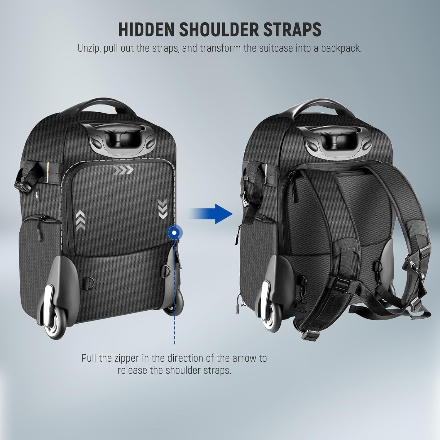 Рюкзак-валіза Neewer NW-8903 2-в-1 / 32,8 x 20 x 48,8см / Чорний, фото №5 Рюкзак-валіза Neewer NW-8903 2-в-1 / 32,8 x 20 x 48,8см / Чорний, фото №5