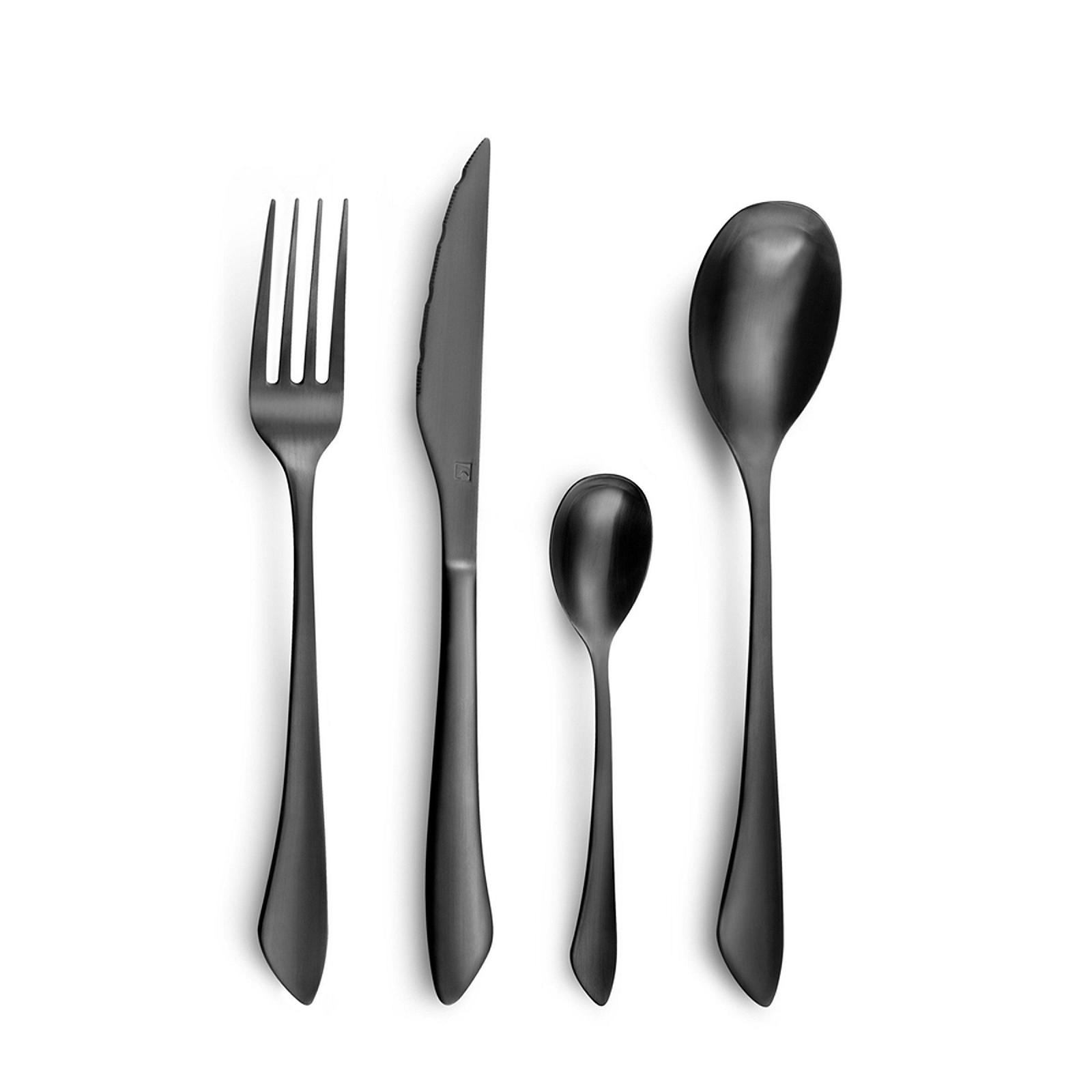 Набор столовых приборов Amefa INSTINCT на 4 персоны, 16 предметов, PVD покрытие, черный матовый, нержавеющая сталь 18/0 матовая, фото №2 Набор столовых приборов Amefa INSTINCT на 4 персоны, 16 предметов, PVD покрытие, черный матовый, нержавеющая сталь 18/0 матовая, фото №2