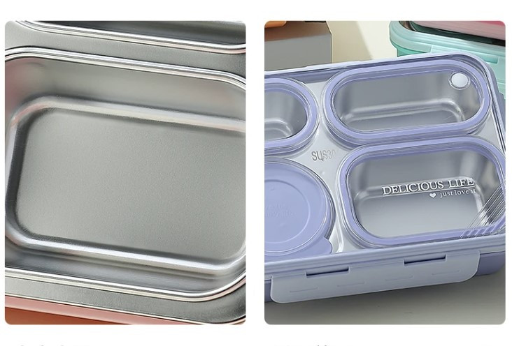 Ланчбокс на 4 герметичных секции с металлической основой супницей Just-M 950 мл розовый, фото №8 Ланчбокс на 4 герметичных секции с металлической основой супницей Just-M 950 мл розовый, фото №8