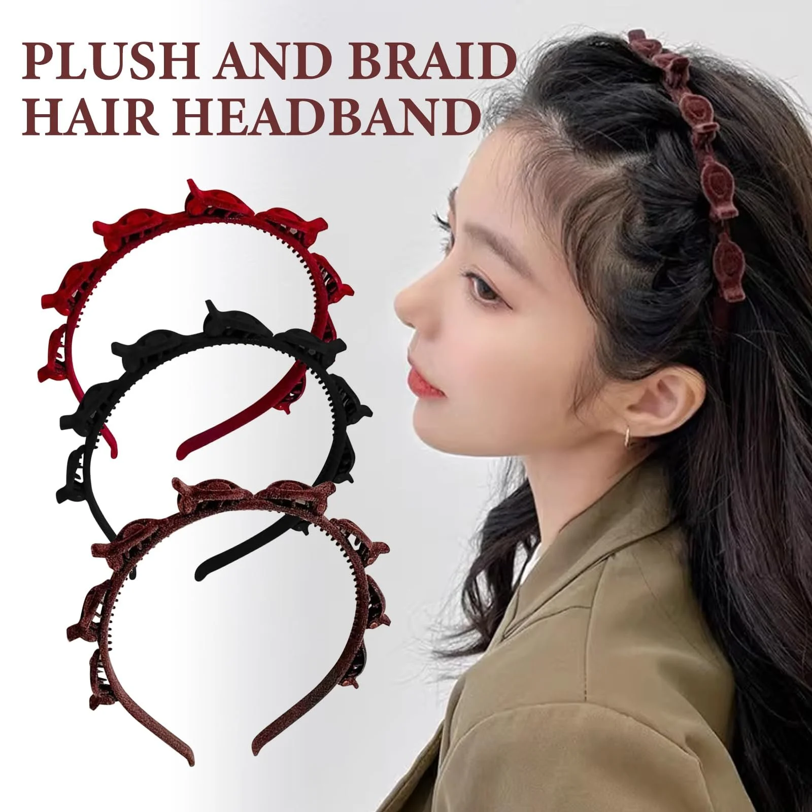 Набір з 3 обручів для волосся з затискачами, фото №3 Набір з 3 обручів для волосся з затискачами, фото №3