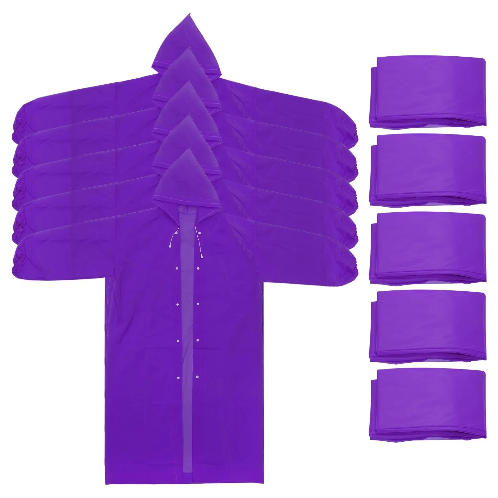 Пончо дощове PATIKIL, 5 шт, легке, багаторазове, EVA, для дорослих, для велоспорту, піших прогулянок, активного відпочинку, фіолетове, фото №1