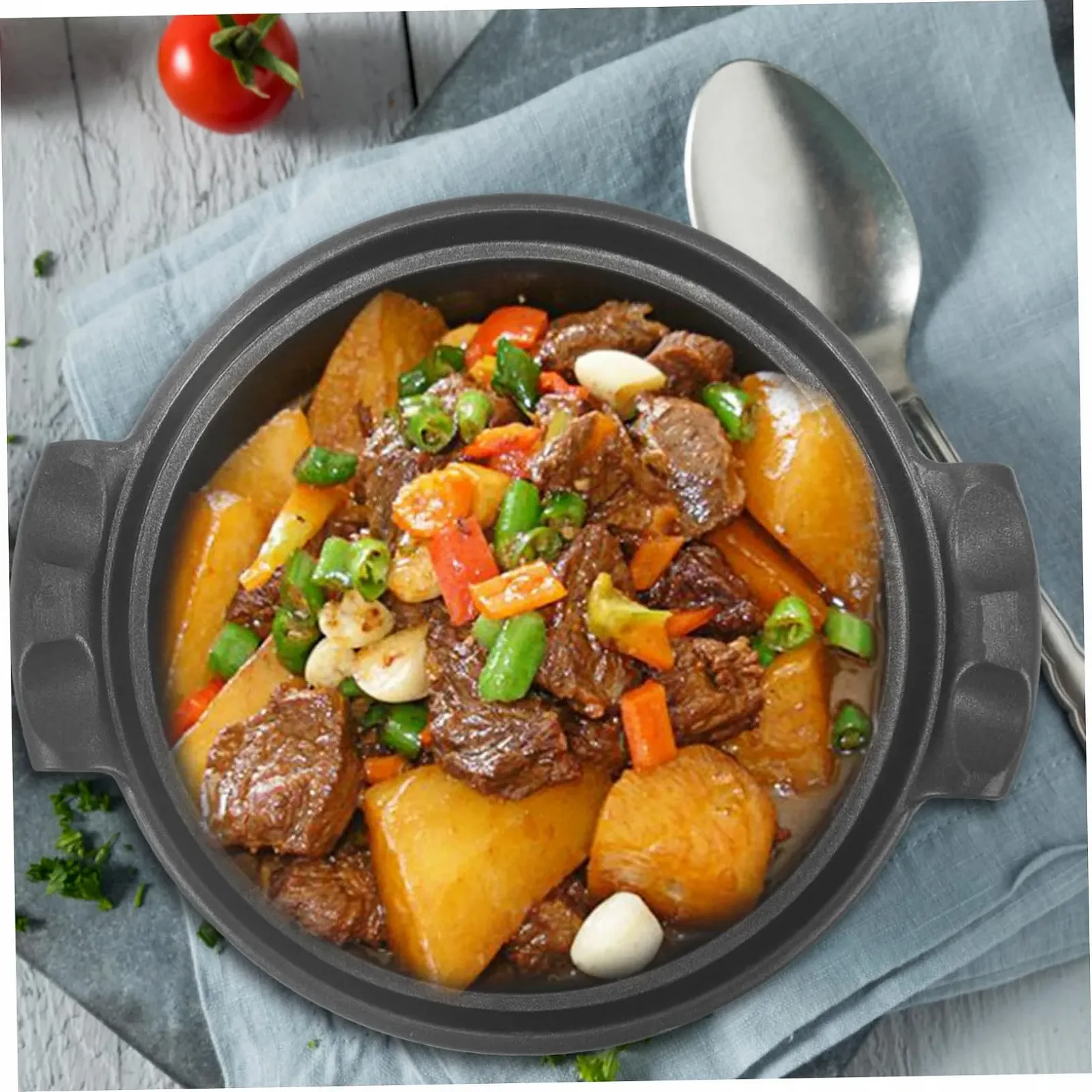 Каструля керамічна з подвійними ручками термостійка антипригарна з кришкою Стильний дизайн, фото №3 Каструля керамічна з подвійними ручками термостійка антипригарна з кришкою Стильний дизайн, фото №3