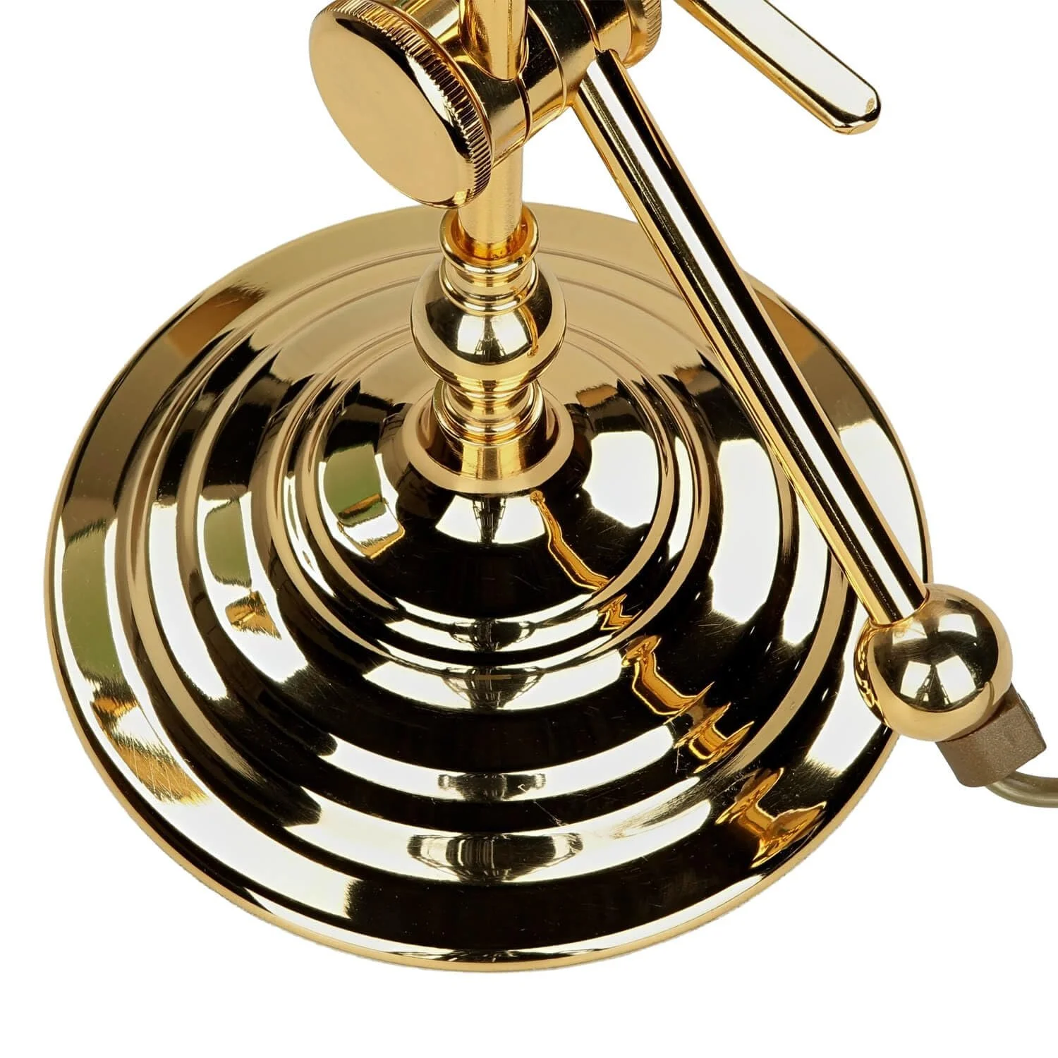 Настільна лампа Licht-Erlebnisse Banker Lamp латунь скло 32 см E14 24 карати позолота Art Nouveau Зелено-золотистий, фото №5