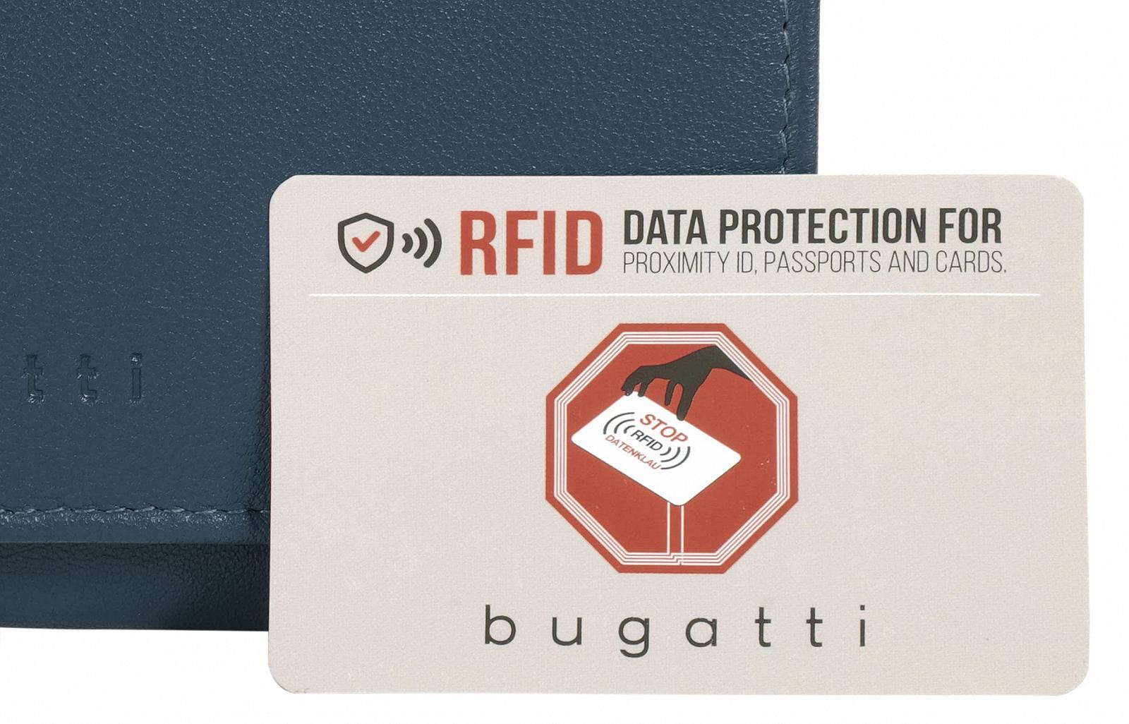 Кошелек BUGATTI Punto Женский кожаный кошелек RFID, 19 отделений для карт, синий, фото №6