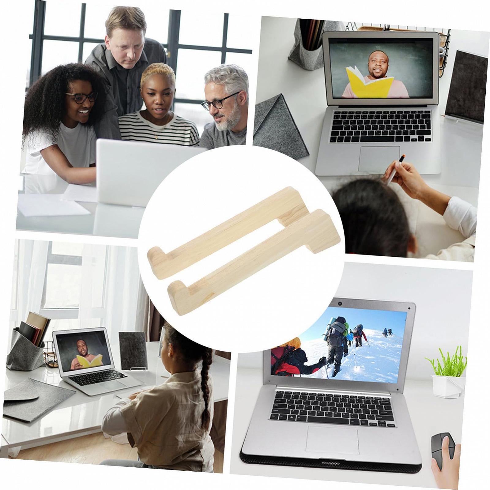 Подставка для ноутбука Homoyoyo 2 шт. Деревянная Подставка для ноутбука для стола Прочная Легкая Офисная Подставка для ноутбука с Приподнятой полкой для лучшей вентиляции и эргономичной работы Прочная и компактная, фото №8