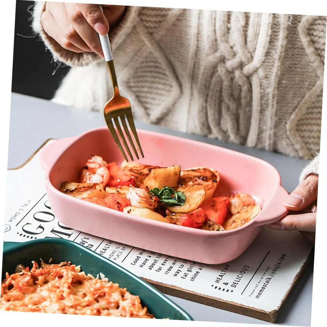 Форма для запекания BESTYASH керамическая прямоугольная термостойкая для микроволновой печи компактная, фото №5