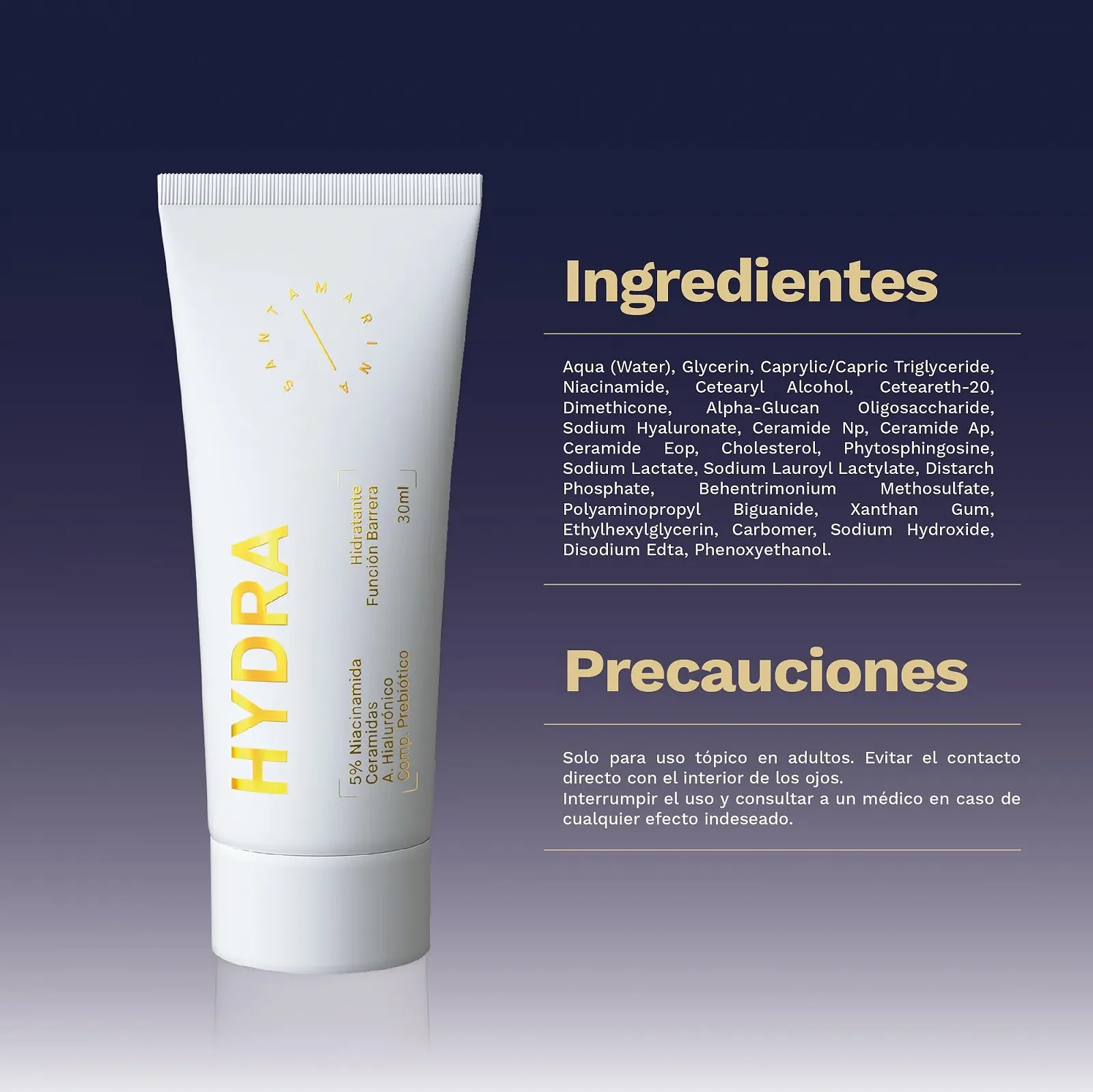 Крем для обличчя денний та нічний Santamarina Cosmetics Hydra Зволожувальний З бар'єрною функцією Для всіх типів шкіри З гіалуроновою кислотою та ніацинамідом 30 мл, фото №6 Крем для обличчя денний та нічний Santamarina Cosmetics Hydra Зволожувальний З бар'єрною функцією Для всіх типів шкіри З гіалуроновою кислотою та ніацинамідом 30 мл, фото №6
