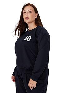 Женский свитшот TRENDYOL с круглым вырезом, однотонный, обычной посадки, большого размера - Фото 1