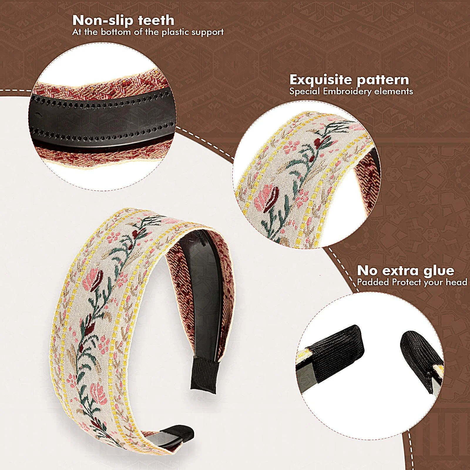 Обруч на голову Богемна Вишивка Квіти, фото №4