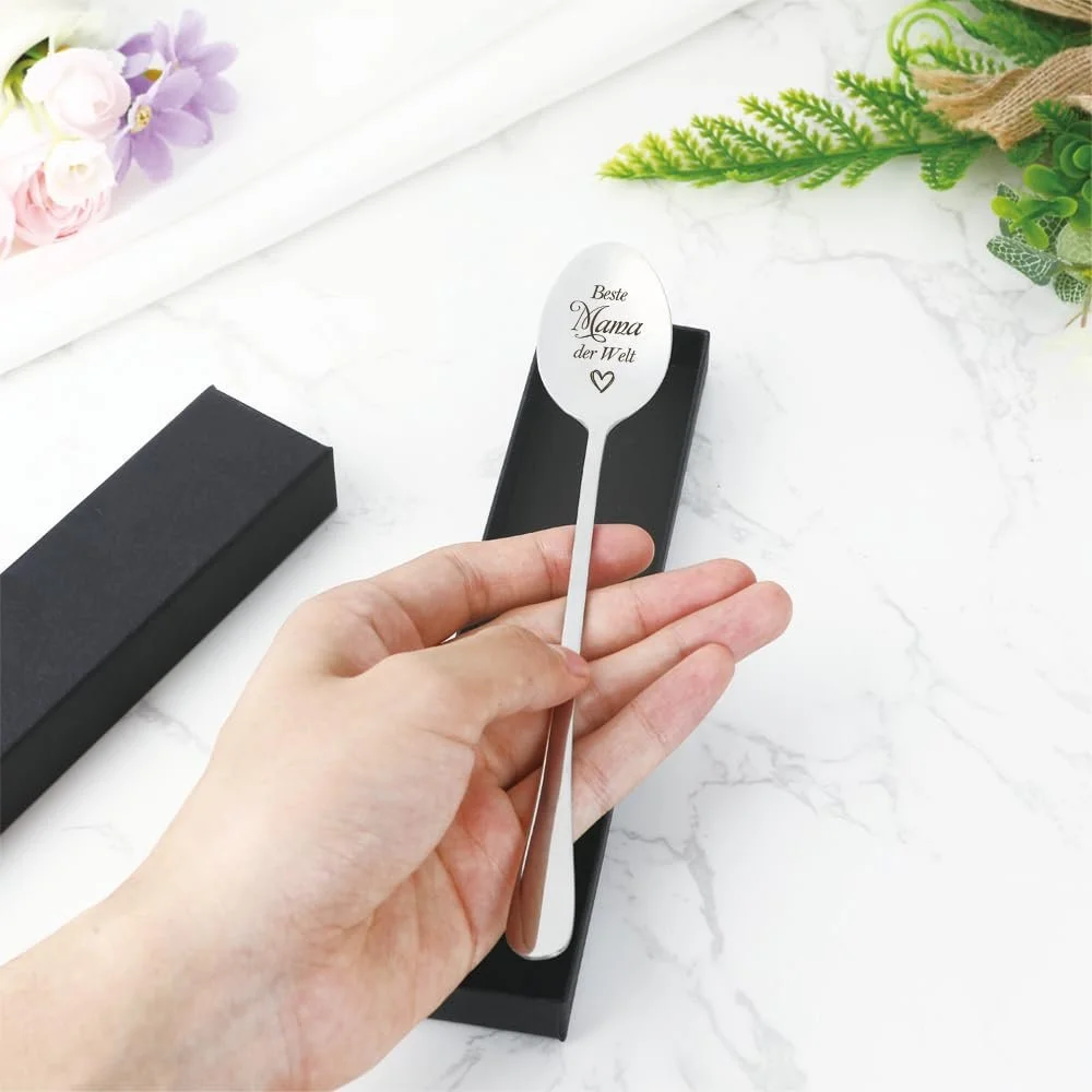 Ложка для кави Без бренда З написом Mama Нержавіюча сталь, фото №4