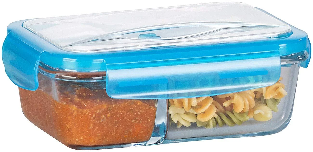 Контейнер для хранения Rosenstein & Söhne Mealpreps Glass стеклянный 2 секции со столовыми приборами, фото №3