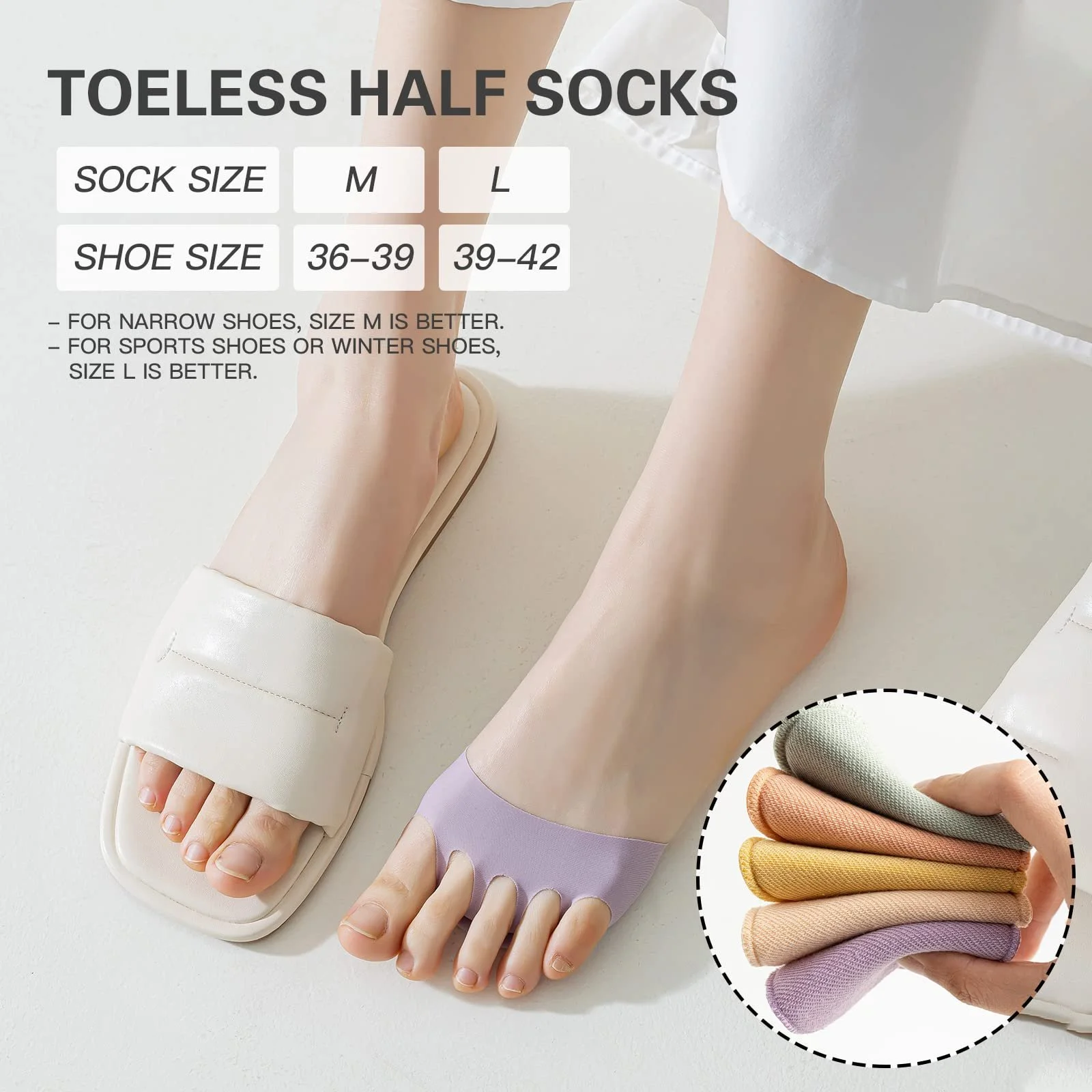 Шкарпетки Caudblor, 6 пар, жіночі, для пальців, невидимі, розмір 36-39, 39-42, фото №5