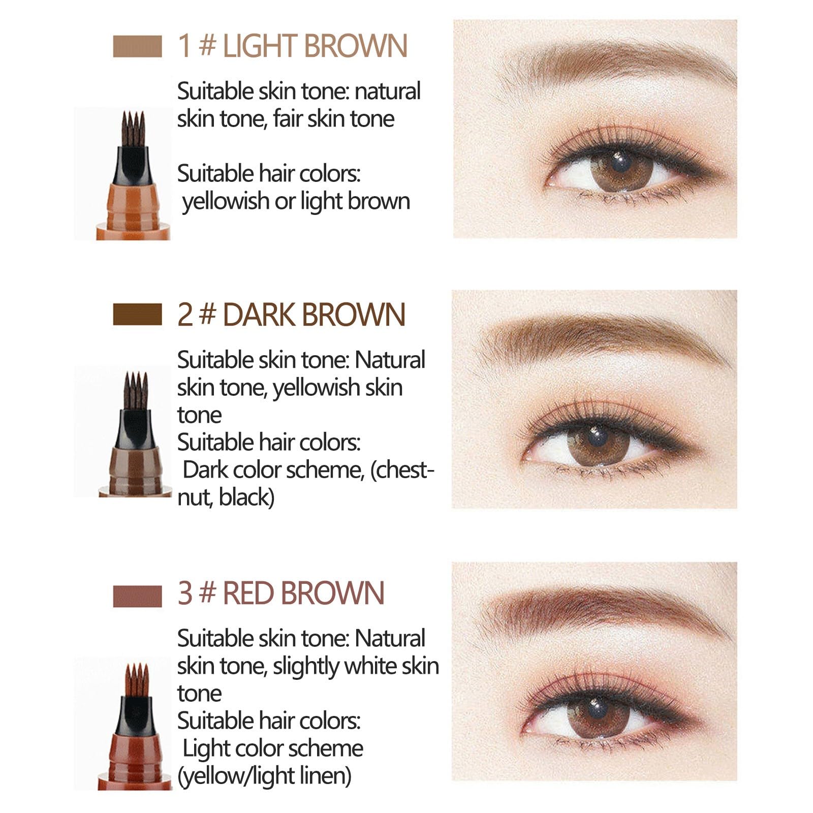 Карандаш для бровей 3D Водостойкий с 4-мя наконечниками Микроблейдинг Долговечный (B), фото №6